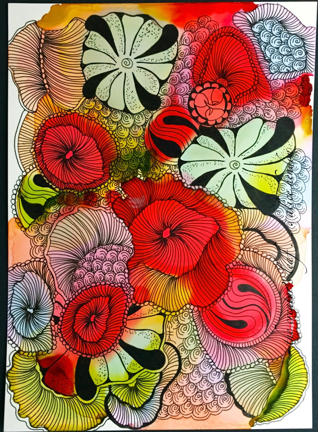 Rainbow Floral Design on Scratch Paper, Zentangle inspired, DIY  SCRATCH-OFF ART